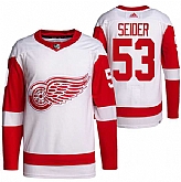 Men's Detroit Red Wings #53 Moritz Seider White Stitched Jersey Dzhi,baseball caps,new era cap wholesale,wholesale hats